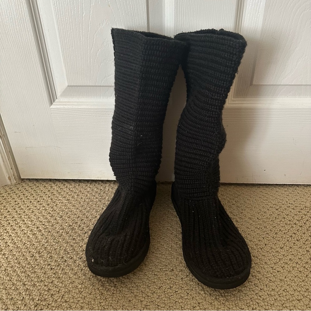 UGG | Black Knit Tall Boots | Size 7